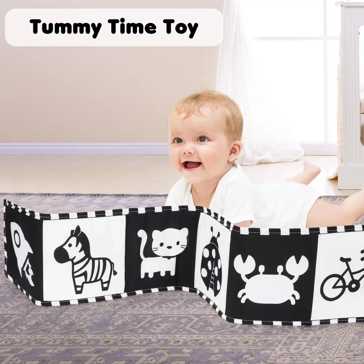 URMYWO High Contrast Baby Book with Mirror | Visual Stimulation Soft Sensory Toy for Newborns 0-12 Months - view 6