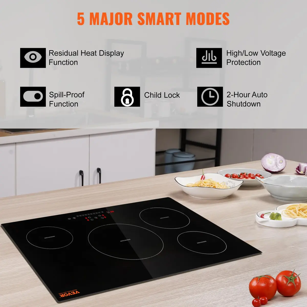 VEVOR Electric Cooktop 30'' 4 Burners | 7500W Induction Stove with Touch Control & Child Lock - view 5