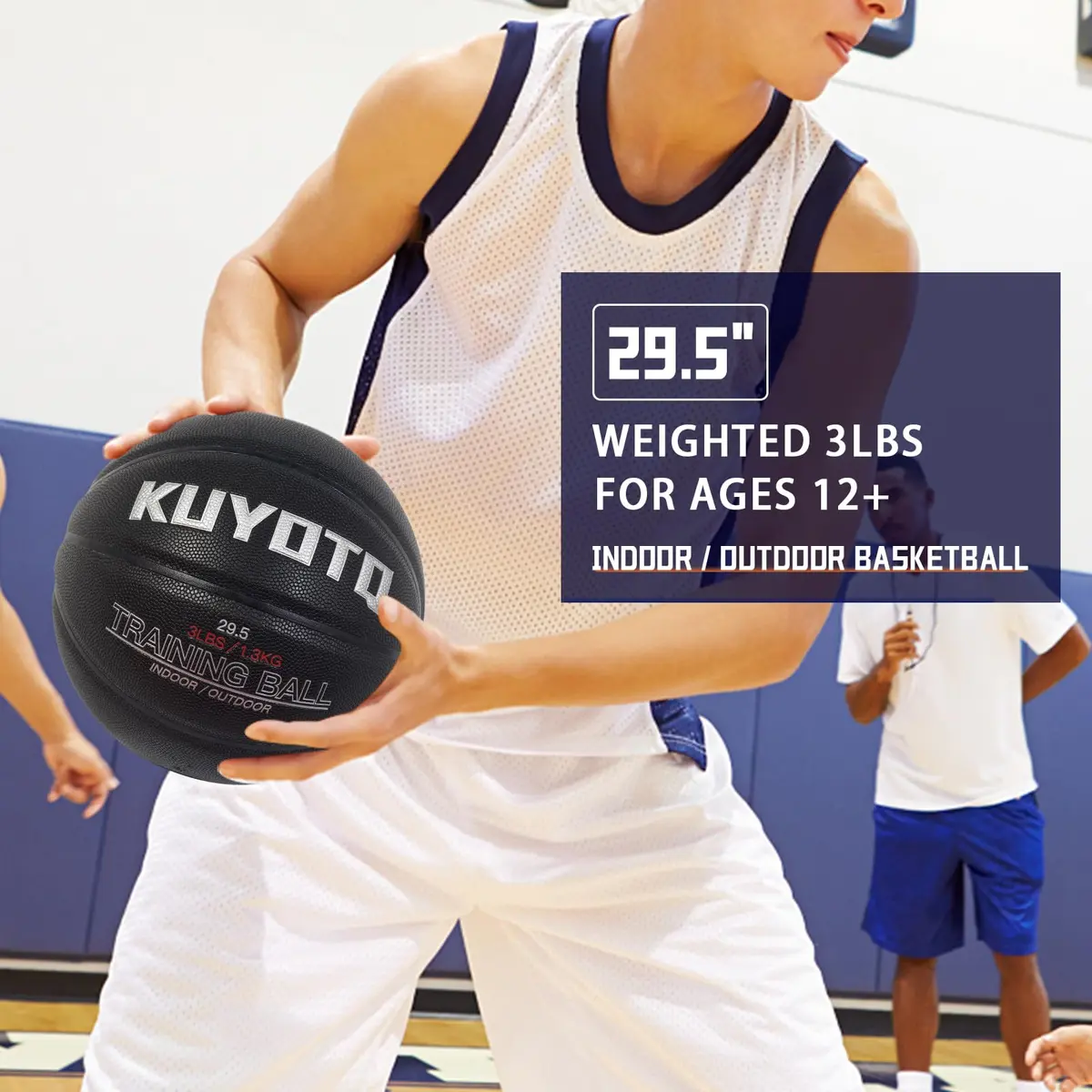 KUYOTQ 3lbs (1.36kg) Weighted Training Basketball Size 7 | Official Size Composite Leather Indoor/Outdoor - view 4