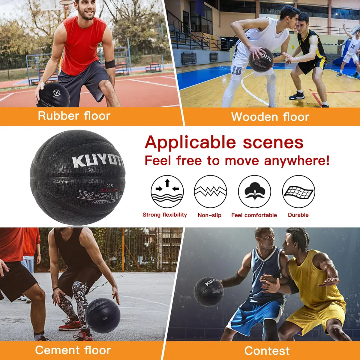 KUYOTQ 3lbs (1.36kg) Weighted Training Basketball Size 7 | Official Size Composite Leather Indoor/Outdoor - view 5