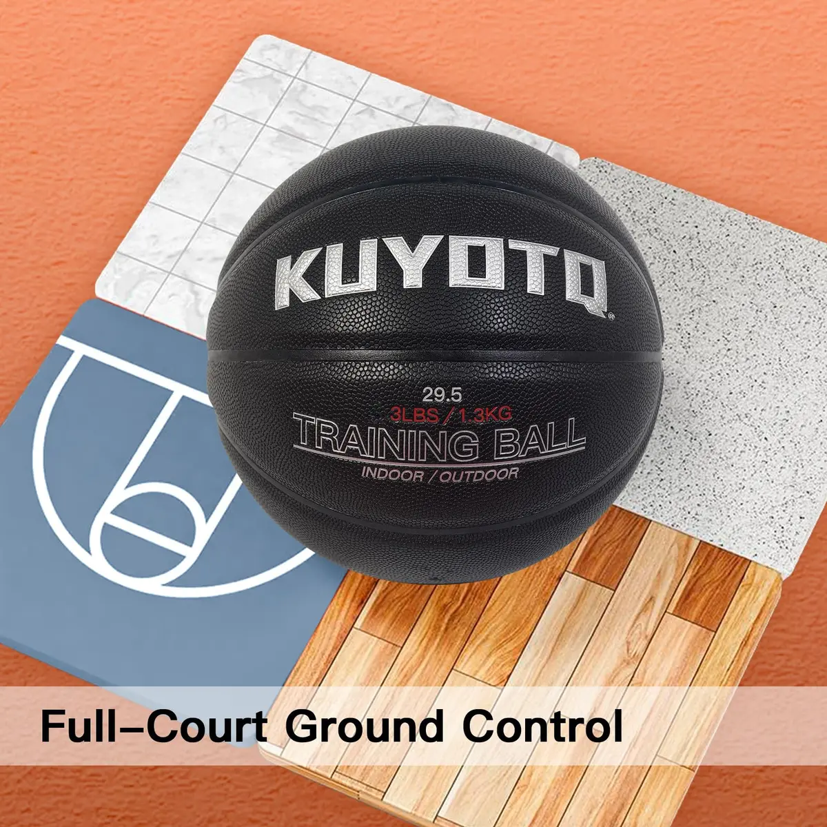 KUYOTQ 3lbs (1.36kg) Weighted Training Basketball Size 7 | Official Size Composite Leather Indoor/Outdoor - view 3