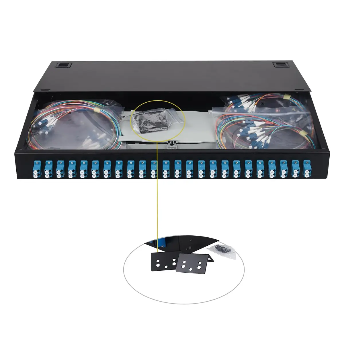 fyboptwu 1-Pack 48 core LC/UPC OS2 Rack Mount Enclosure | 19" Fits, Fiber Optic - main product image