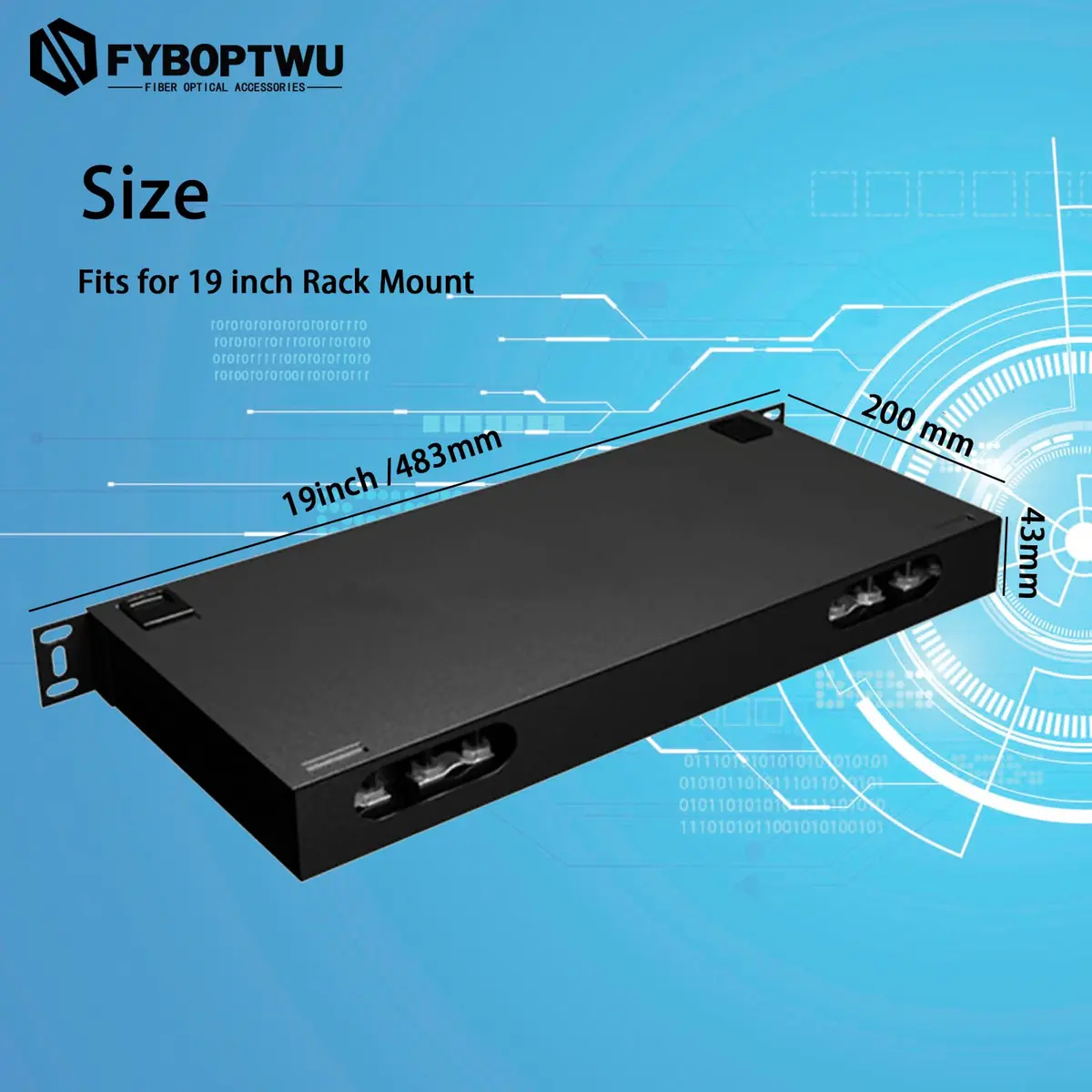 fyboptwu 1-Pack 48 core LC/UPC OS2 Rack Mount Enclosure | 19" Fits, Fiber Optic - view 2