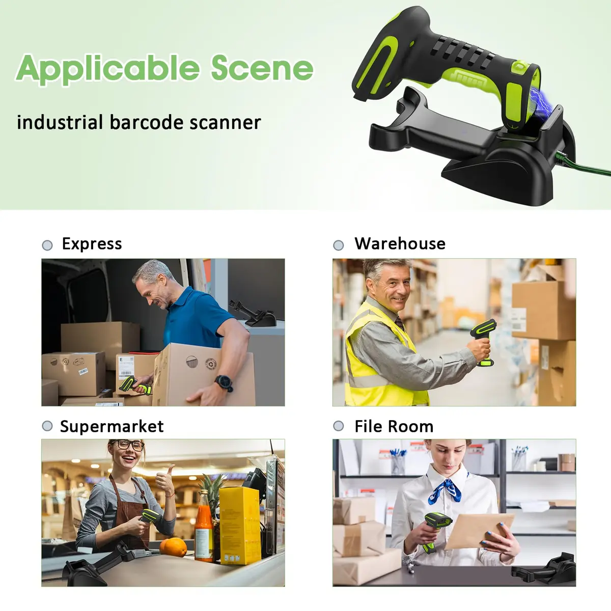 Symcode Bluetooth 2D QR Barcode Scanner with Stand | Waterproof & Dustproof, 30H Battery, Wireless & Wired Connectivity - view 7