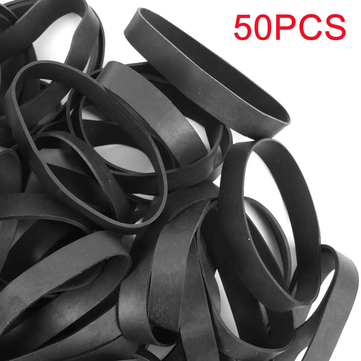 AMUU Size 84 Tactical Rubber Bands Black 50 Pcs | Heavy Duty Elastic Bands for Office Supplies, Files, Crafts - view 5