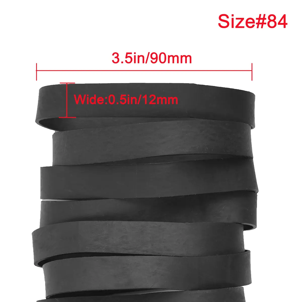 AMUU Size 84 Tactical Rubber Bands Black 50 Pcs | Heavy Duty Elastic Bands for Office Supplies, Files, Crafts - view 4