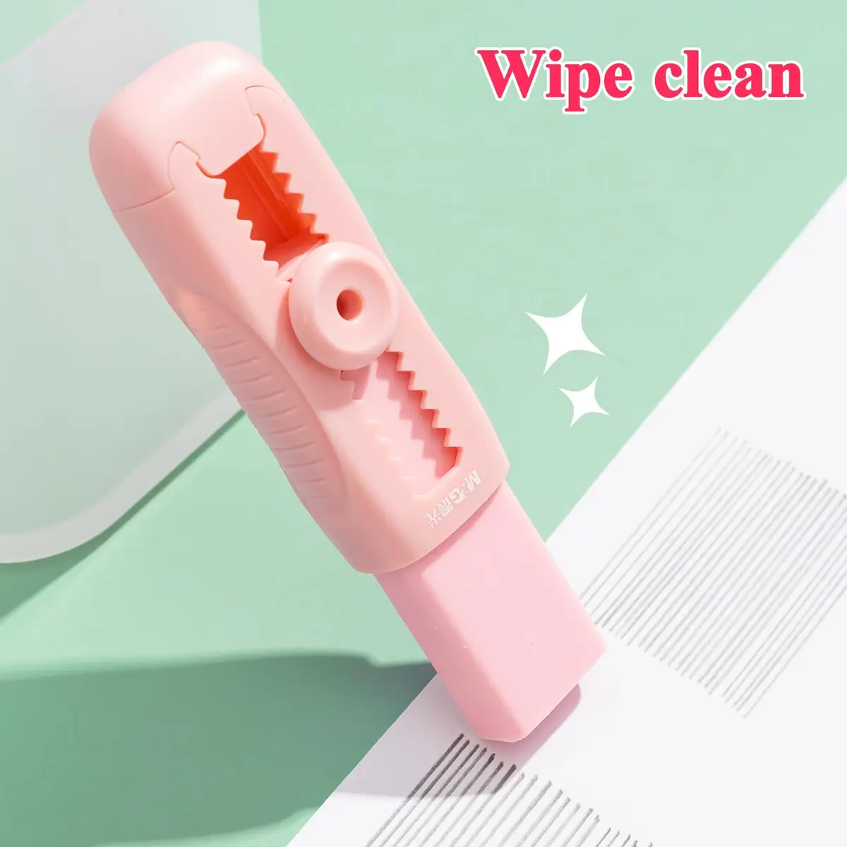 M&G Pink 4+1 Pack Rubber Erasers | Retractable Soft Pink Pencil Erasers for School & Office - view 6
