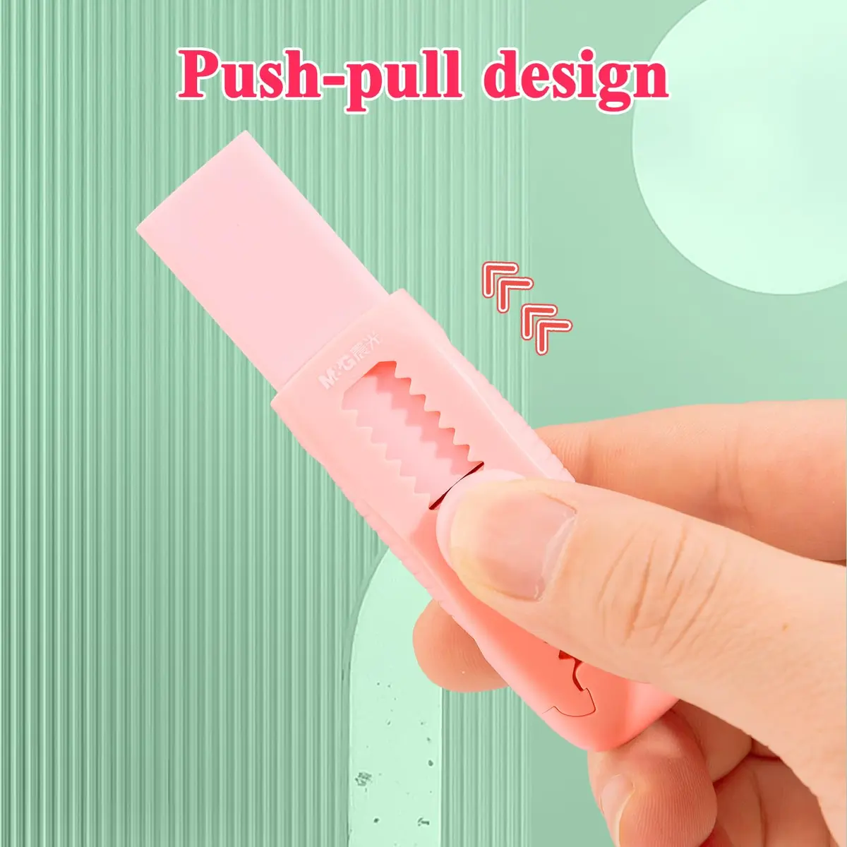 M&G Pink 4+1 Pack Rubber Erasers | Retractable Soft Pink Pencil Erasers for School & Office - view 7
