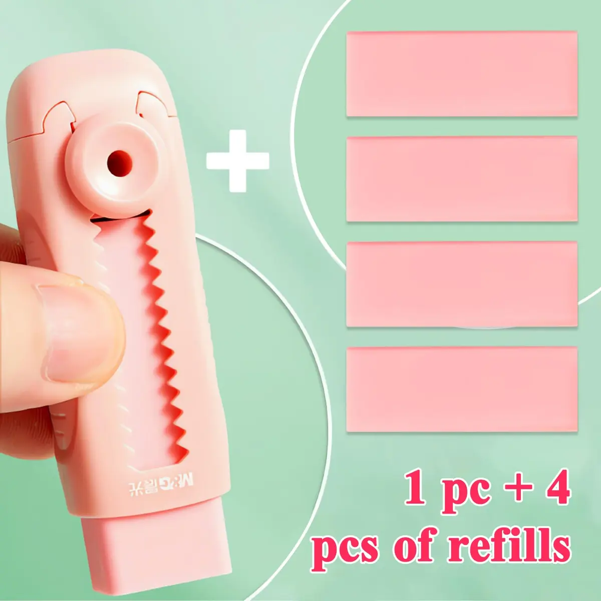 M&G Pink 4+1 Pack Rubber Erasers | Retractable Soft Pink Pencil Erasers for School & Office - view 4