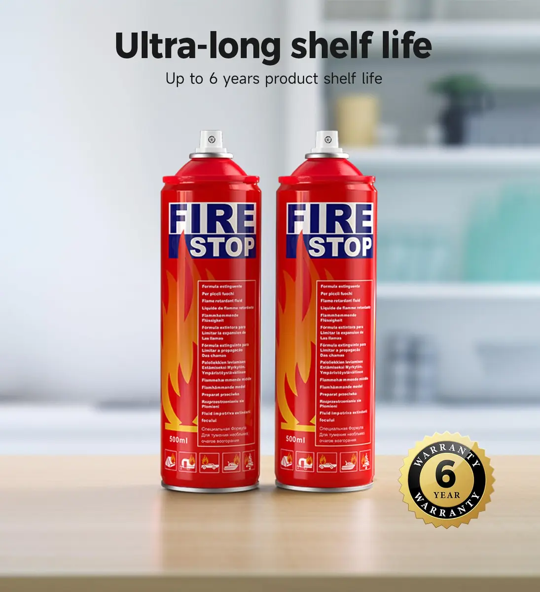 AmzBoom Fire Extinguisher 2-Pack with Mounting Bracket, Portable A, B, C, K Rated, 27.1 cm (10.8 in) Height | Prevents Reignition - view 5