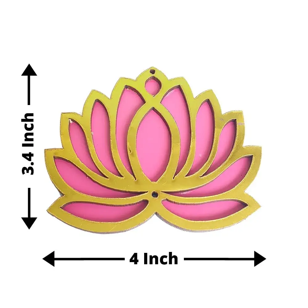 GIFT JAIPUR Multicolor Lotus DIY Cutouts 4 Inch (10.16 cm) | 24 Pc Handcrafted Wooden Decor for Festivals - view 2