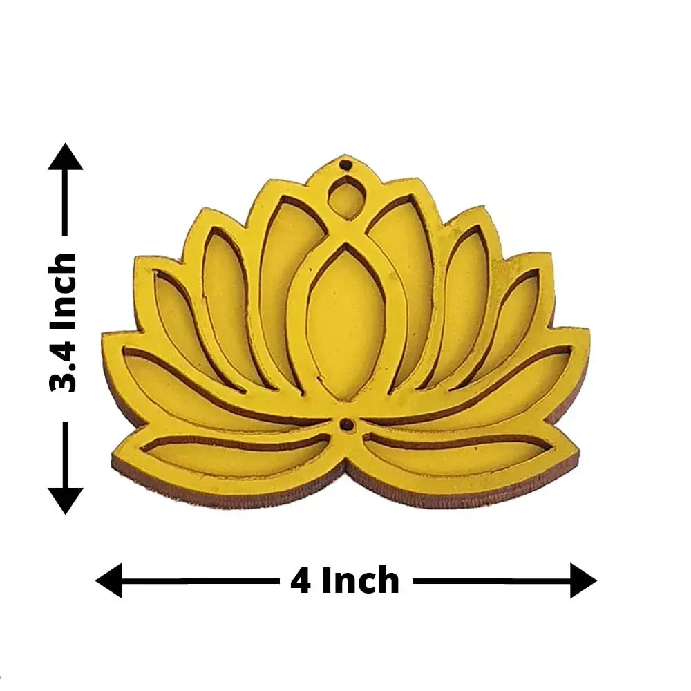 GIFT JAIPUR Multicolor Lotus DIY Cutouts 4 Inch (10.16 cm) | 24 Pc Handcrafted Wooden Decor for Festivals - view 4