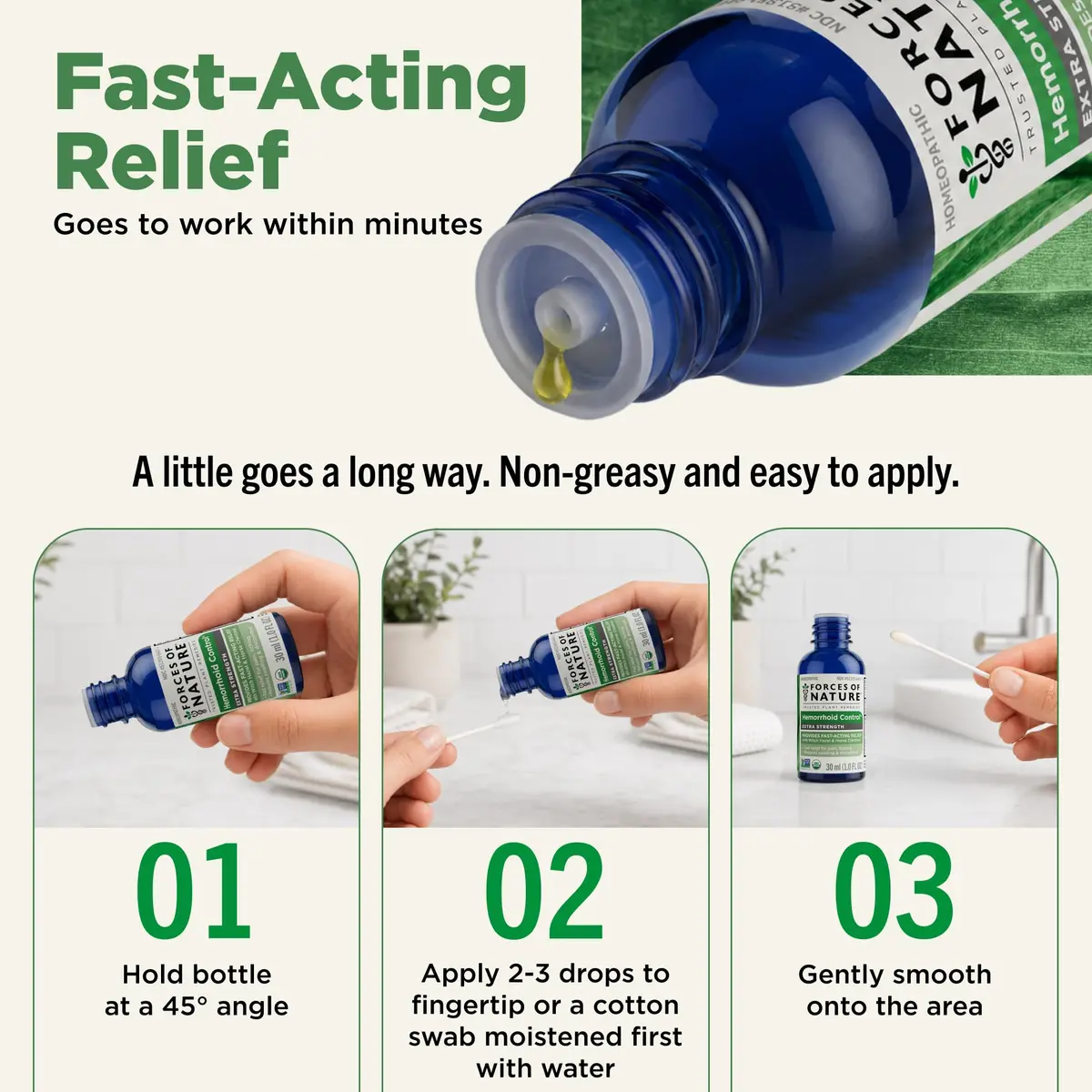 Forces of Nature Hemorrhoid Treatment Extra Strength 30ml | Fast Relief Oil for Acute & Chronic Hemorrhoids - view 4