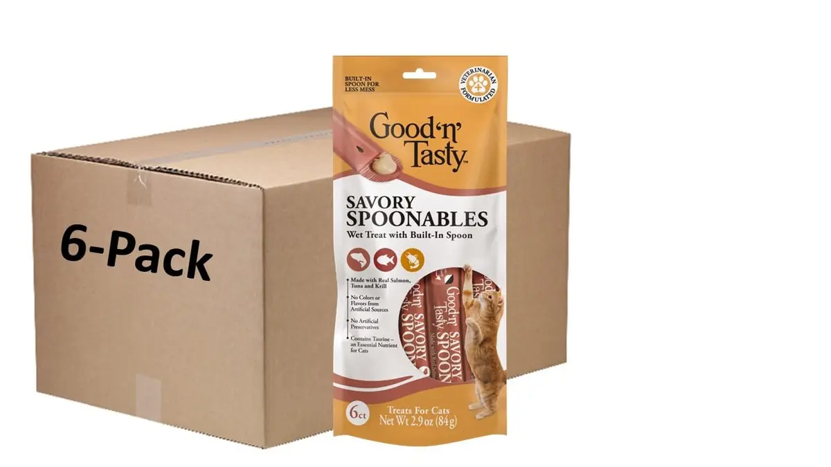 Good ‘N’ Tasty Savory Spoonables with Salmon, Tuna & Krill | Triple Flavor Wet Treats for Cats - main product image