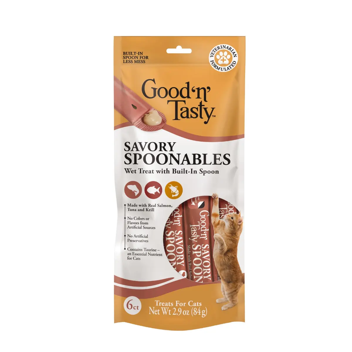 Good ‘N’ Tasty Savory Spoonables with Salmon, Tuna & Krill | Triple Flavor Wet Treats for Cats - view 2