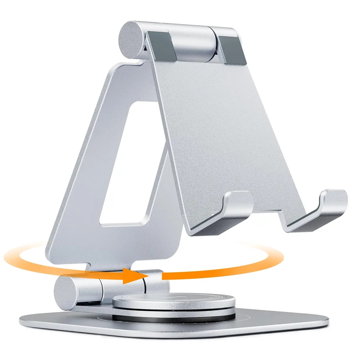 Nulaxy Portable Phone Stand 360° Adjustable Silver | Fully Rotatable, Foldable & Compatible with 4-8" Devices - main product image