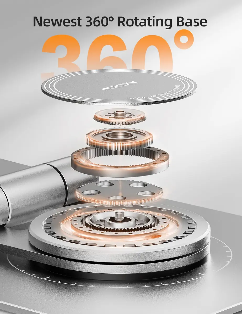 Nulaxy Portable Phone Stand 360° Adjustable Silver | Fully Rotatable, Foldable & Compatible with 4-8" Devices - view 3