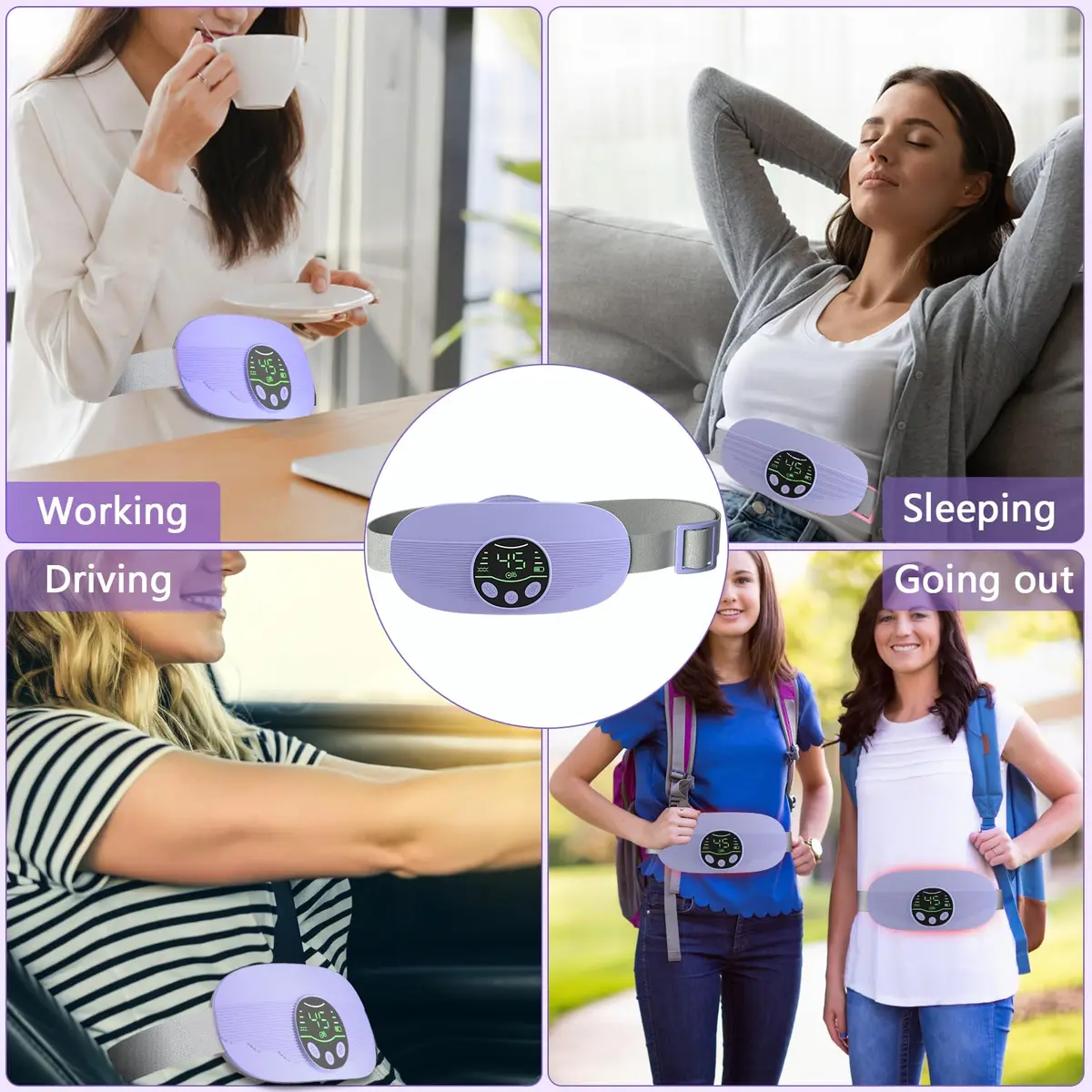 HOTBAG Cordless Heating Pad for Cramps | Purple | Fast Relief for Menstrual Pain - view 7