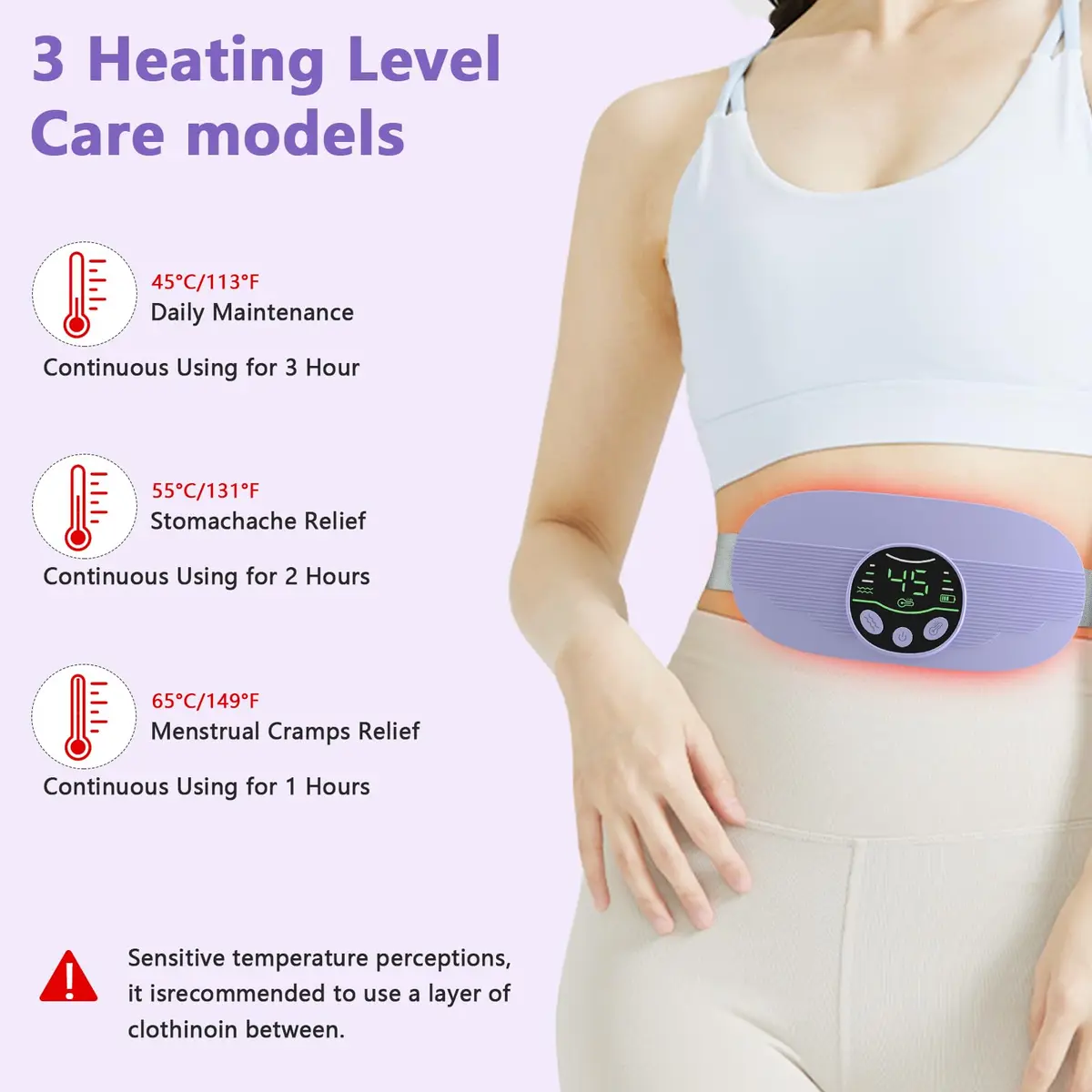 HOTBAG Cordless Heating Pad for Cramps | Purple | Fast Relief for Menstrual Pain - view 3