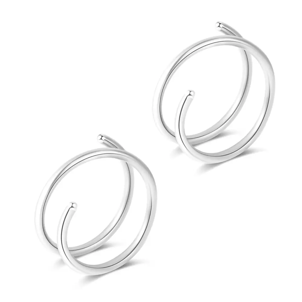 Fzroezz Double Nose Ring Hoop 8mm (0.31" Inner Diameter) | Surgical Steel Piercing Jewelry for Single Piercing - main product image