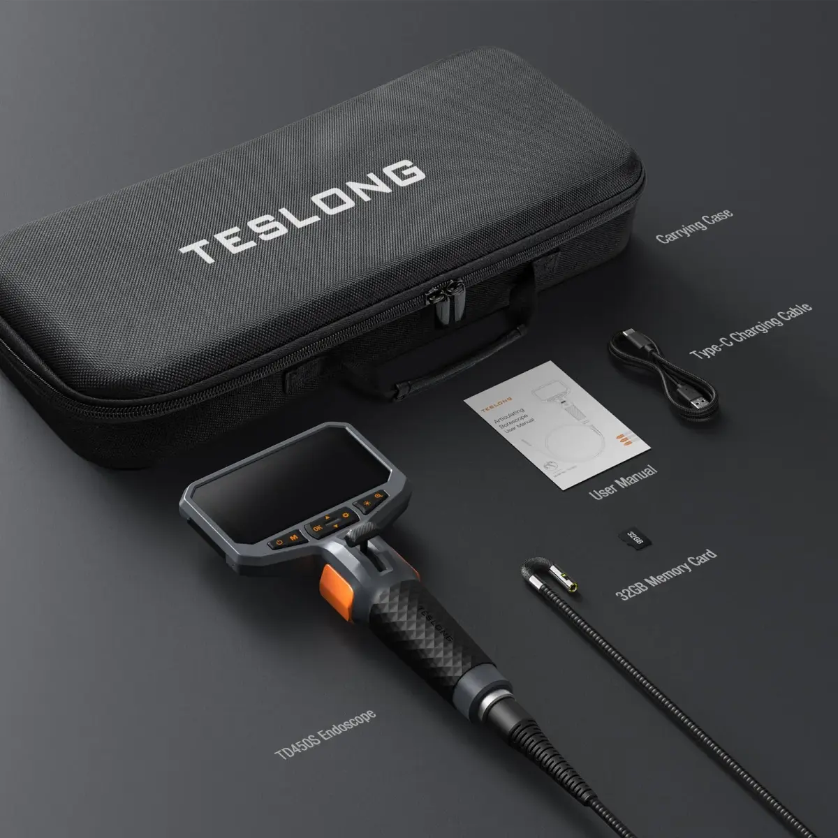 Teslong Articulating Borescope Dual Lens Endoscope 1.5m (5ft) | 4.5-inch IPS Screen, 1MP HD, 32GB Card - view 9