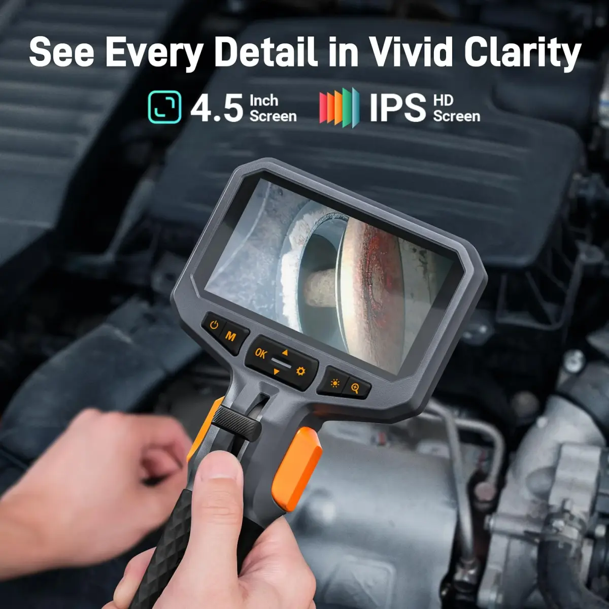 Teslong Articulating Borescope Dual Lens Endoscope 1.5m (5ft) | 4.5-inch IPS Screen, 1MP HD, 32GB Card - view 4