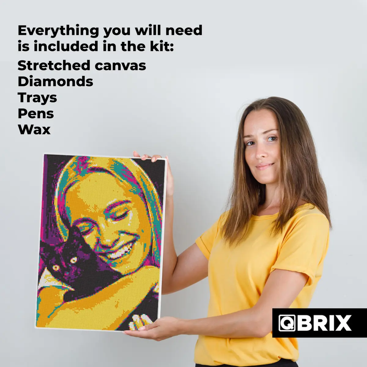 QBRIX Custom Diamond Painting Kit for Adults - Personalised Gem Art with Any Photo - Full Drill Square Diamonds - Pop-Art A3 (29.7 x 42 cm) - view 6