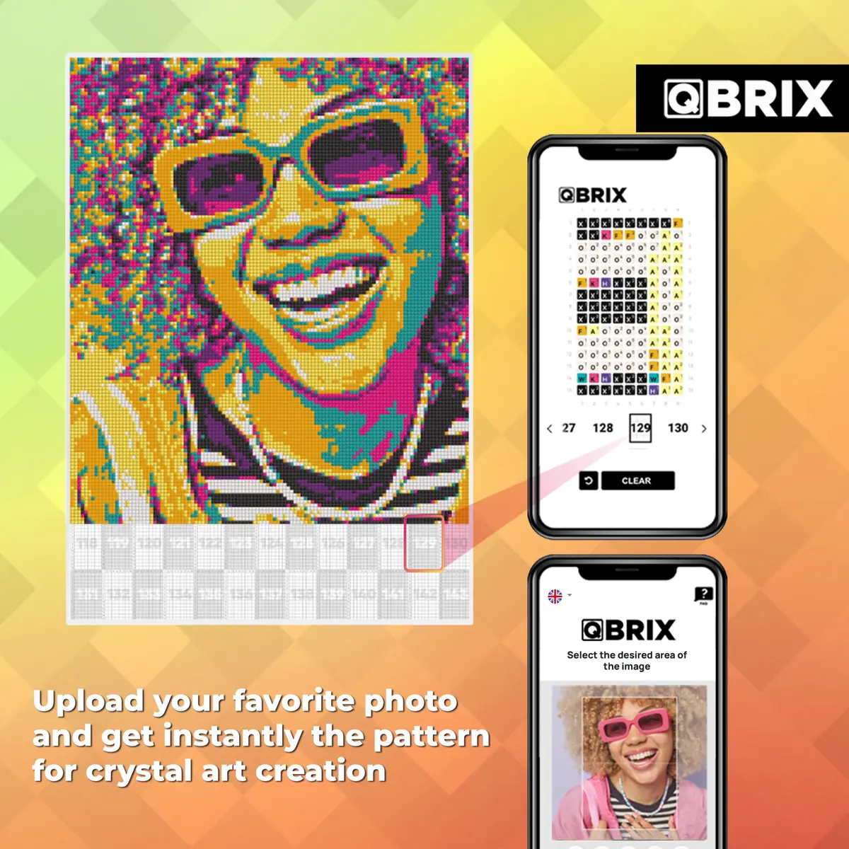 QBRIX Custom Diamond Painting Kit for Adults - Personalised Gem Art with Any Photo - Full Drill Square Diamonds - Pop-Art A3 (29.7 x 42 cm) - view 2