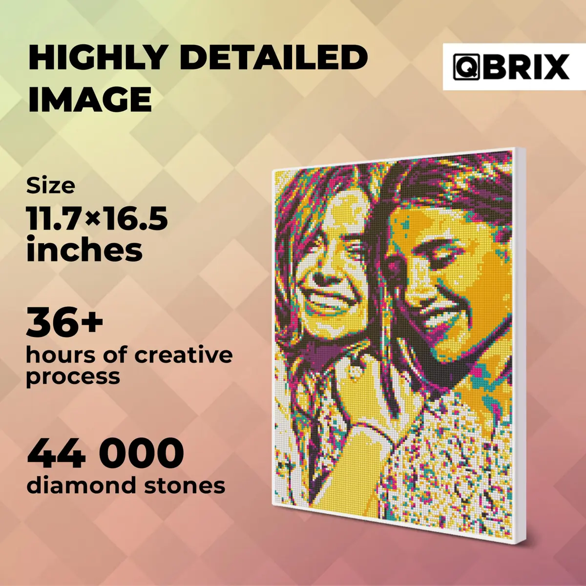 QBRIX Custom Diamond Painting Kit for Adults - Personalised Gem Art with Any Photo - Full Drill Square Diamonds - Pop-Art A3 (29.7 x 42 cm) - view 4