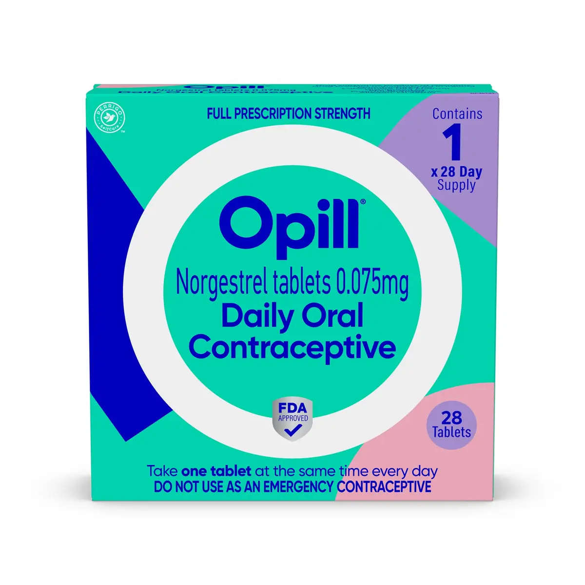 Opill Daily Birth Control Pills OTC 28 Count | Progestin-Only, Estrogen-Free, FDA-Approved - main product image