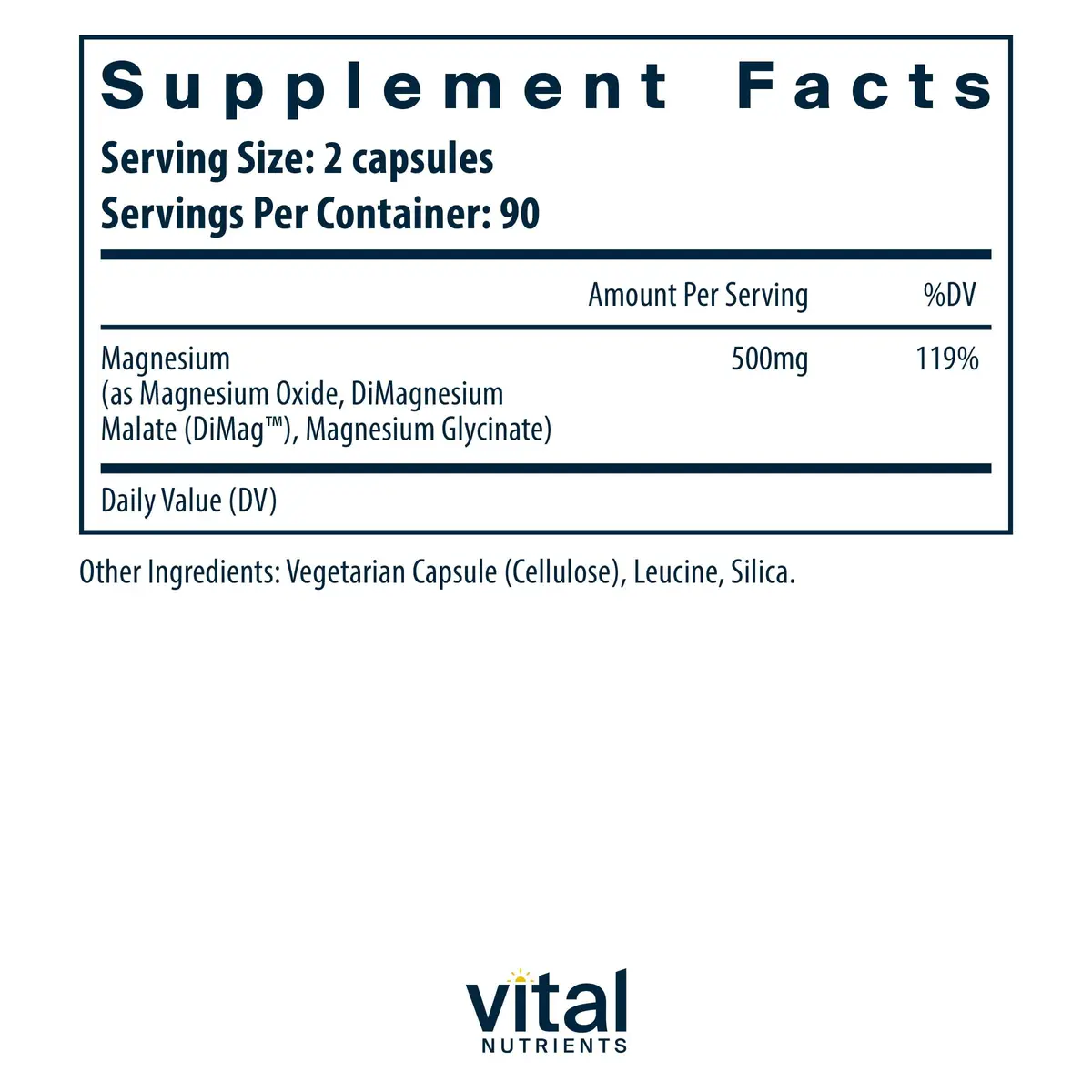 Vital Nutrients Triple Magnesium Complex 500mg | Supports Stress, Heart, Bone & Muscle Health - view 2