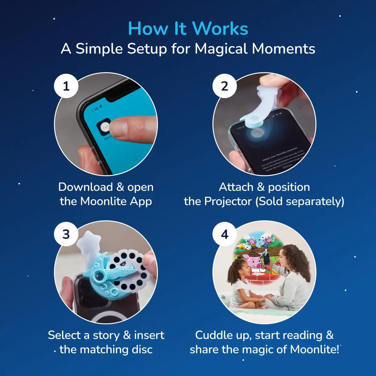 Moonlite Storytime Projector + The Three Little Pigs Single Story | Interactive Learning Toy for Ages 2-6 - view 6