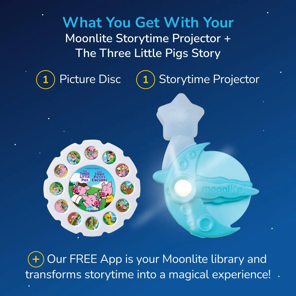 Moonlite Storytime Projector + The Three Little Pigs Single Story | Interactive Learning Toy for Ages 2-6 - view 7