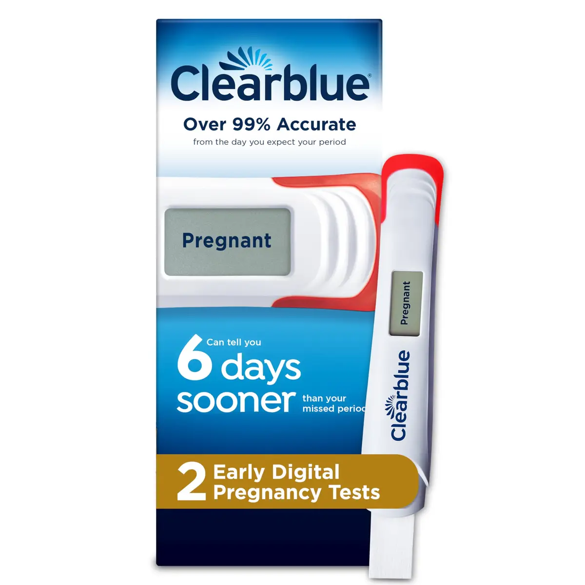 Clearblue Early Digital Pregnancy Test 2 Ct | Detects 6 Days Early, Over 99% Accurate - main product image