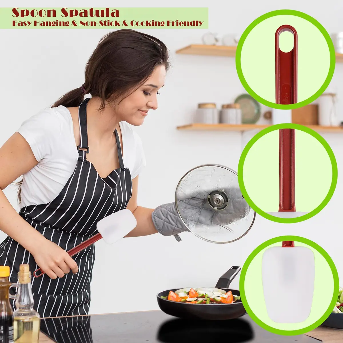 heffiso Silicone Rubber Spatula and Spoon Set of 3, 9.5 Inches | Heat Resistant up to 260°C (500°F) - view 4