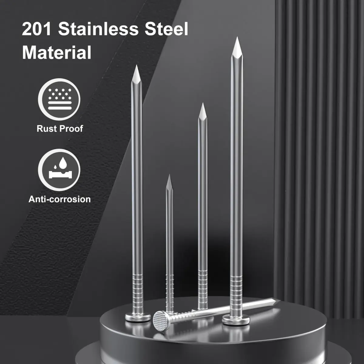 VGBUY 360PCS Stainless Steel Finishing Nails 1-1/2 Inch (3.81 cm) | Flat Head Picture Hanging Nails for Wood & Walls - view 3
