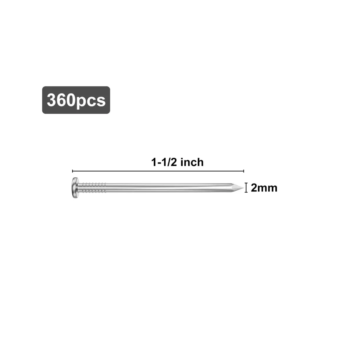 VGBUY 360PCS Stainless Steel Finishing Nails 1-1/2 Inch (3.81 cm) | Flat Head Picture Hanging Nails for Wood & Walls - view 4