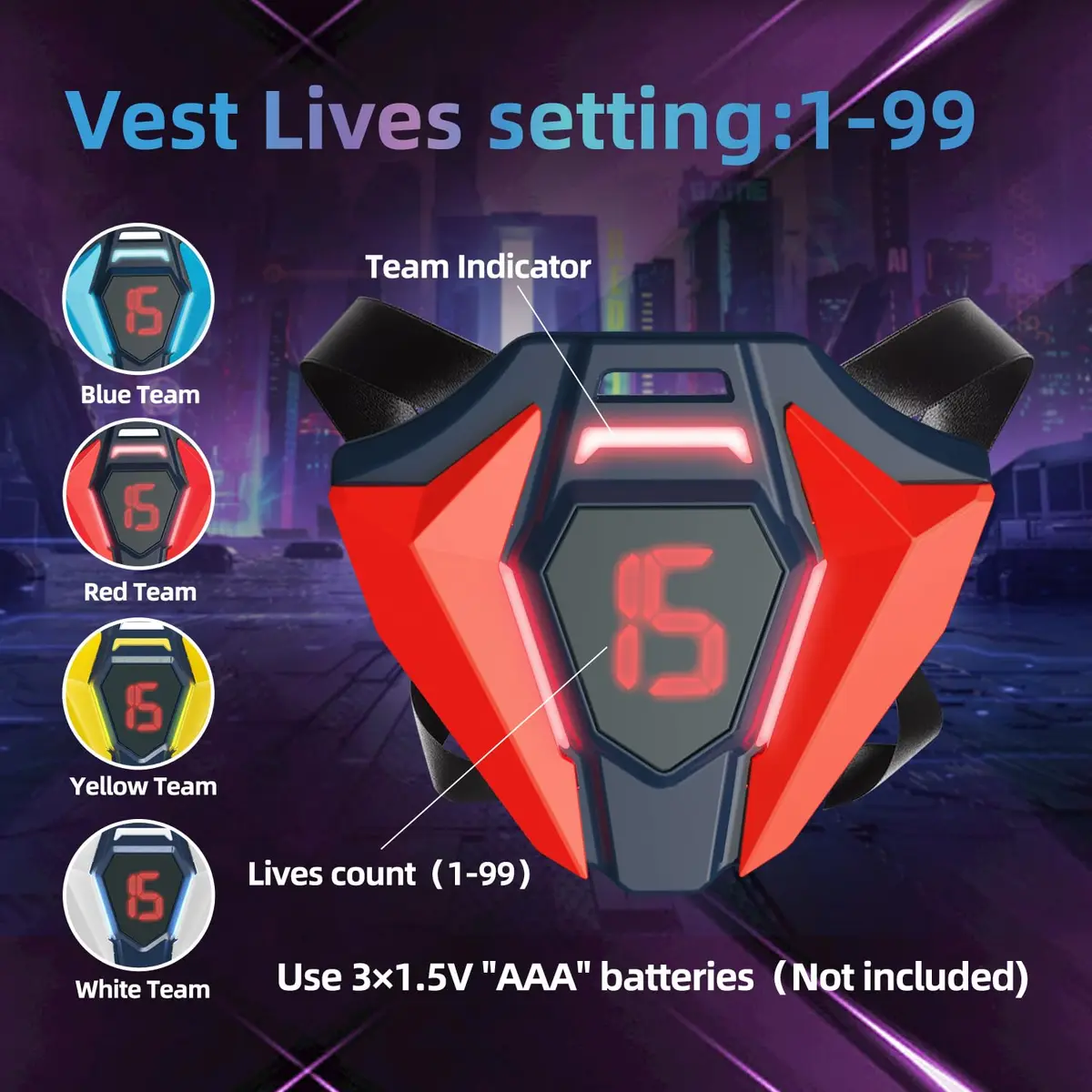 TG BLOCKS Laser Tag Set of 4 with Vests | Futuristic Sci-Fi Design, LED Lights, 4-Player Game - view 3