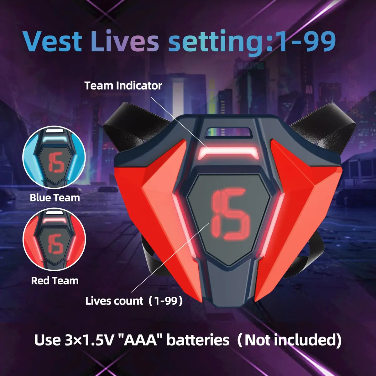 TG BLOCKS Laser Tag Set of 2 with LED Vests | Futuristic Sci-Fi Design & Advanced Gameplay Options - view 3