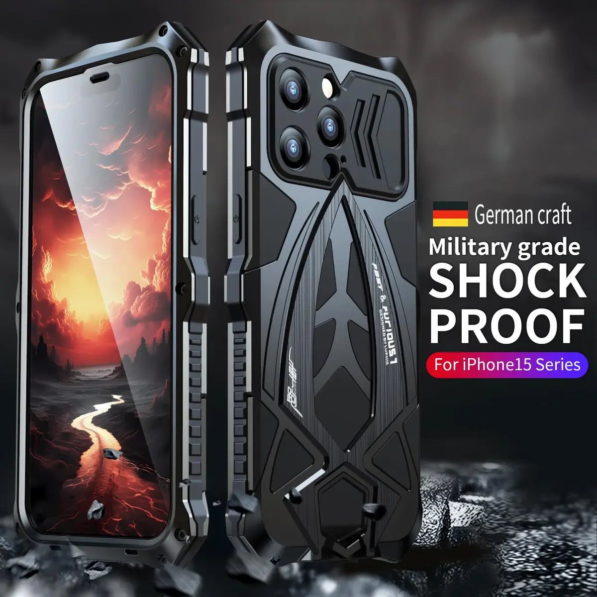 Lunivop Heavy Duty Metal Case for iPhone 15 Pro Max 6.7'' | Military Grade Armor - view 4