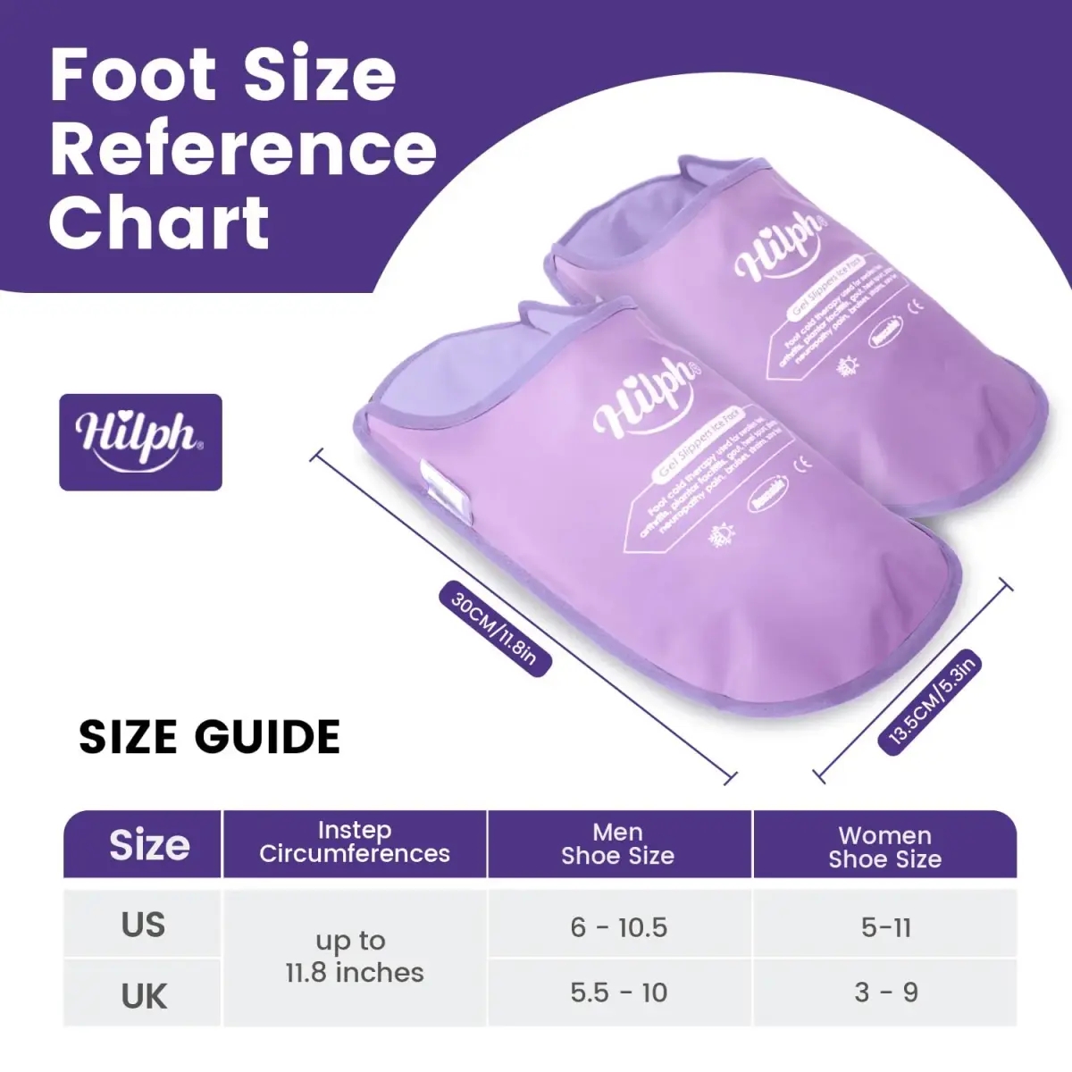 Hilph Foot Ice Pack Slippers, Gel Cold Therapy for Plantar Fasciitis, Gout, Neuropathy Relief, 2-Pack Purple - view 6