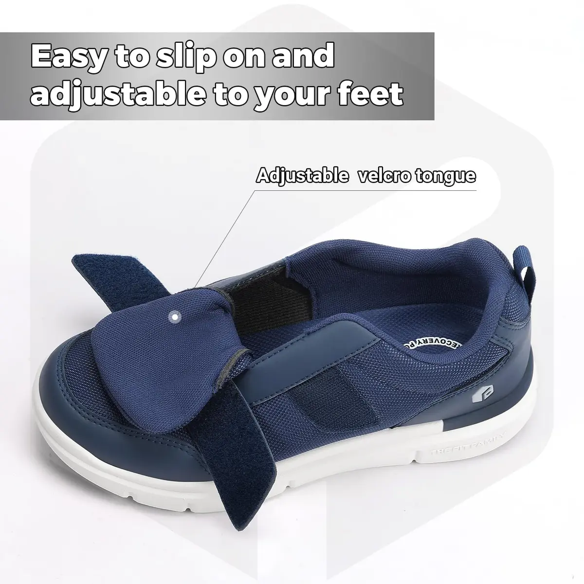 FitVille Diabetic Shoes for Men Extra Wide Width Orthopedic Swollen Feet Shoes, Neuropathy Foot Pain Relief Walking Sneakers for Elderly Seniors with Parkinson's (Dark Blue, XX-Wide 10) | Comfortable Wide Fit Footwear - view 2