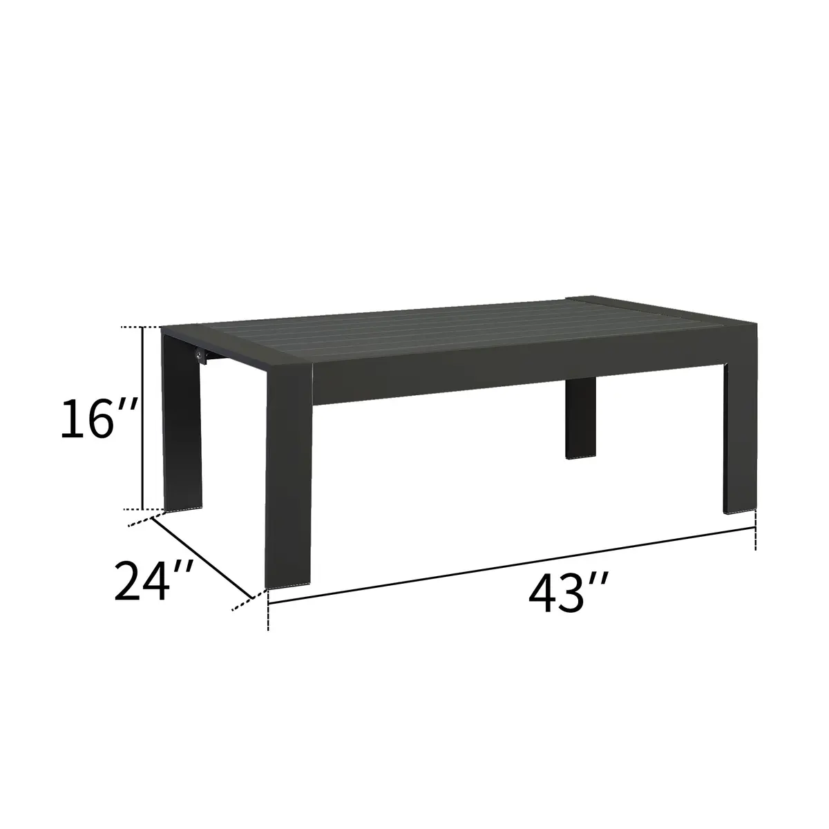 Solaste Aluminum Outdoor Coffee Table 43in x 24in x 16in | All-Weather Metal Patio Furniture - view 2