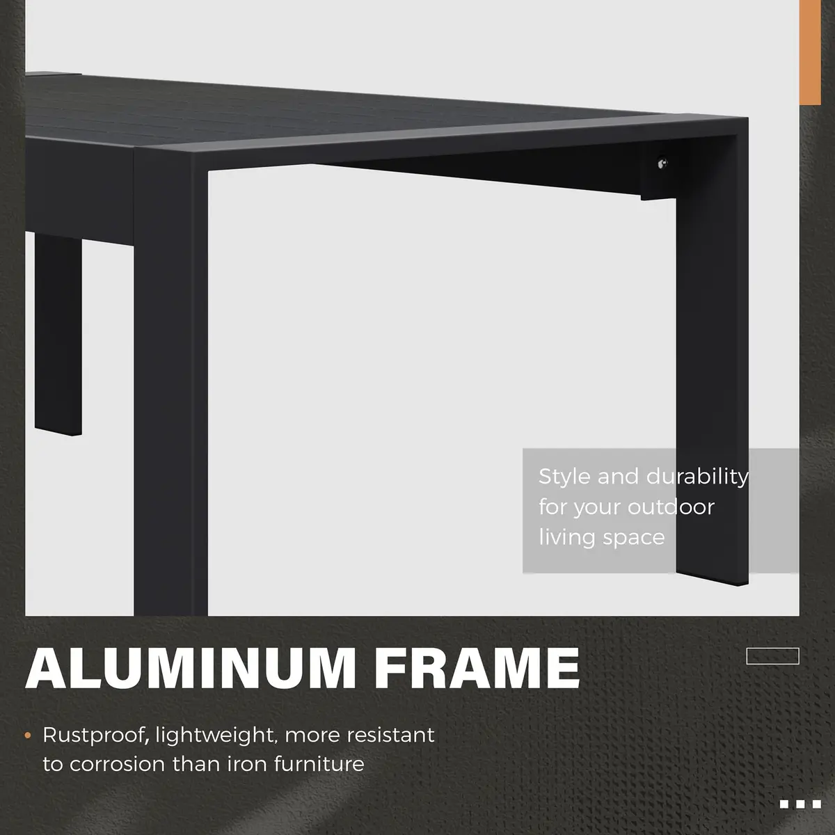 Solaste Aluminum Outdoor Coffee Table 43in x 24in x 16in | All-Weather Metal Patio Furniture - view 4