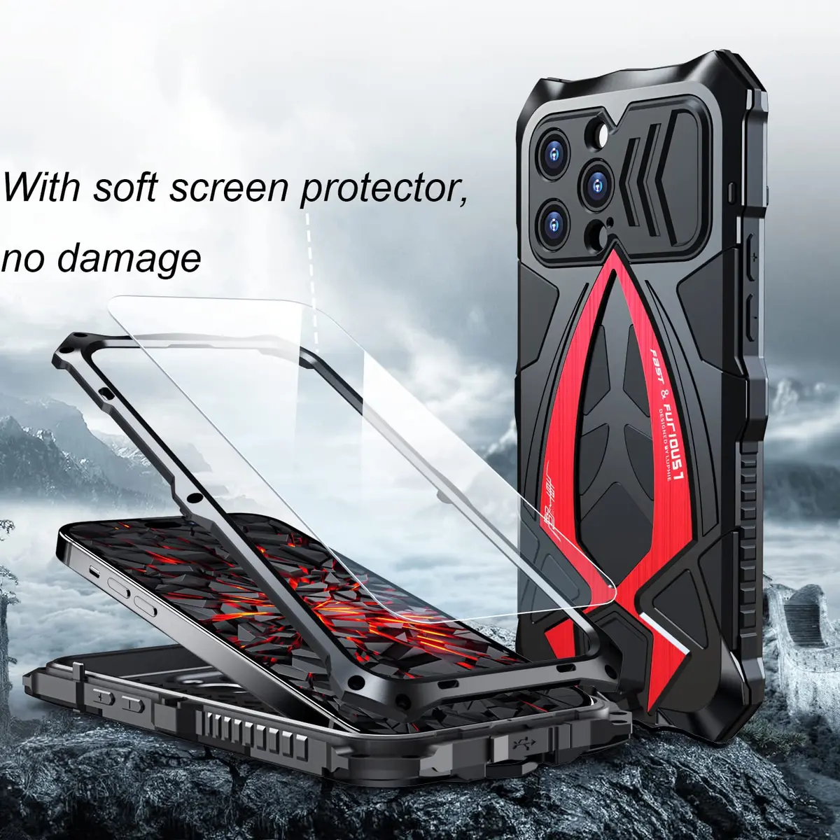 Lunivop Heavy Duty Metal Case for iPhone 15 Pro Max 6.7'' | Military Grade Armor & Drop Protection - view 4