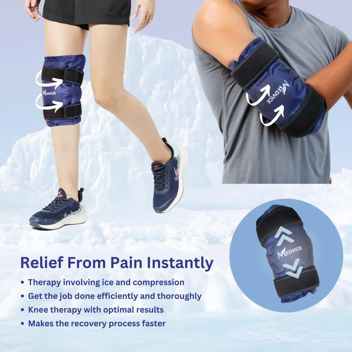 MEDVICE Knee Ice Pack Wrap with Cold Compression for Pain Relief, Swelling & Inflammation | 25.4 oz (720 g) - view 5