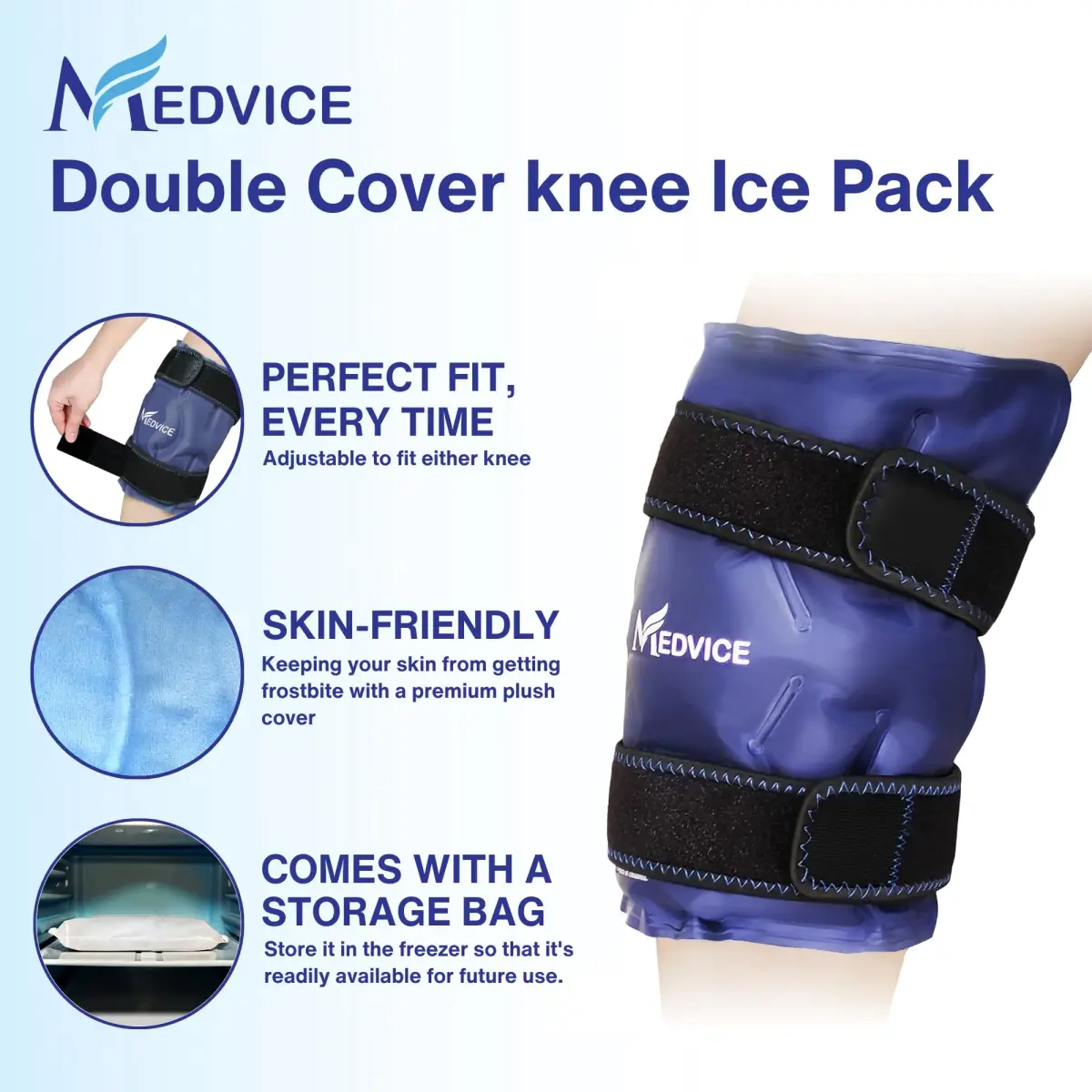 MEDVICE Knee Ice Pack Wrap with Cold Compression for Pain Relief, Swelling & Inflammation | 25.4 oz (720 g) - view 2