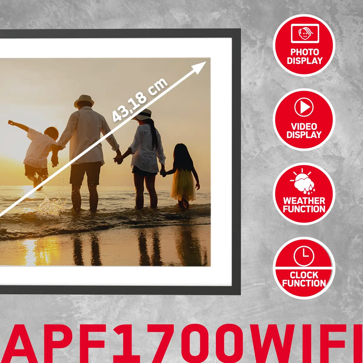 AgfaPhoto WiFi Frameo Digital Picture Frame, 17 Inch Touchscreen Display with 32GB Storage - view 5