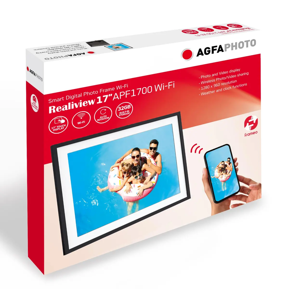 AgfaPhoto WiFi Frameo Digital Picture Frame, 17 Inch Touchscreen Display with 32GB Storage - view 8