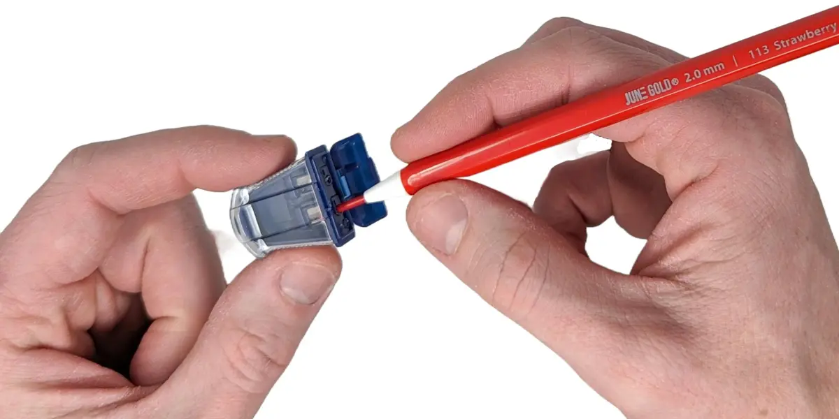 June Gold 2.0 mm Pencil Sharpener for Graphite or Color Leads (2 Pack, Blue) | Sharpens Leads & Catches Dust - view 4
